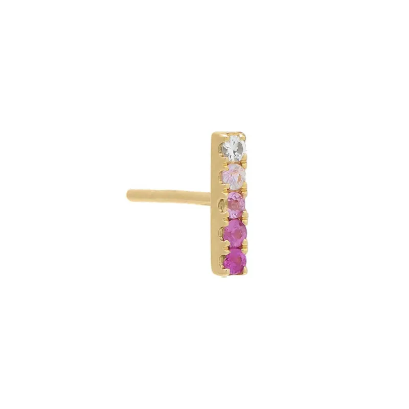 Pink Ombre Gemstone Bar Stud Earring 14K sold by Adina Eden's