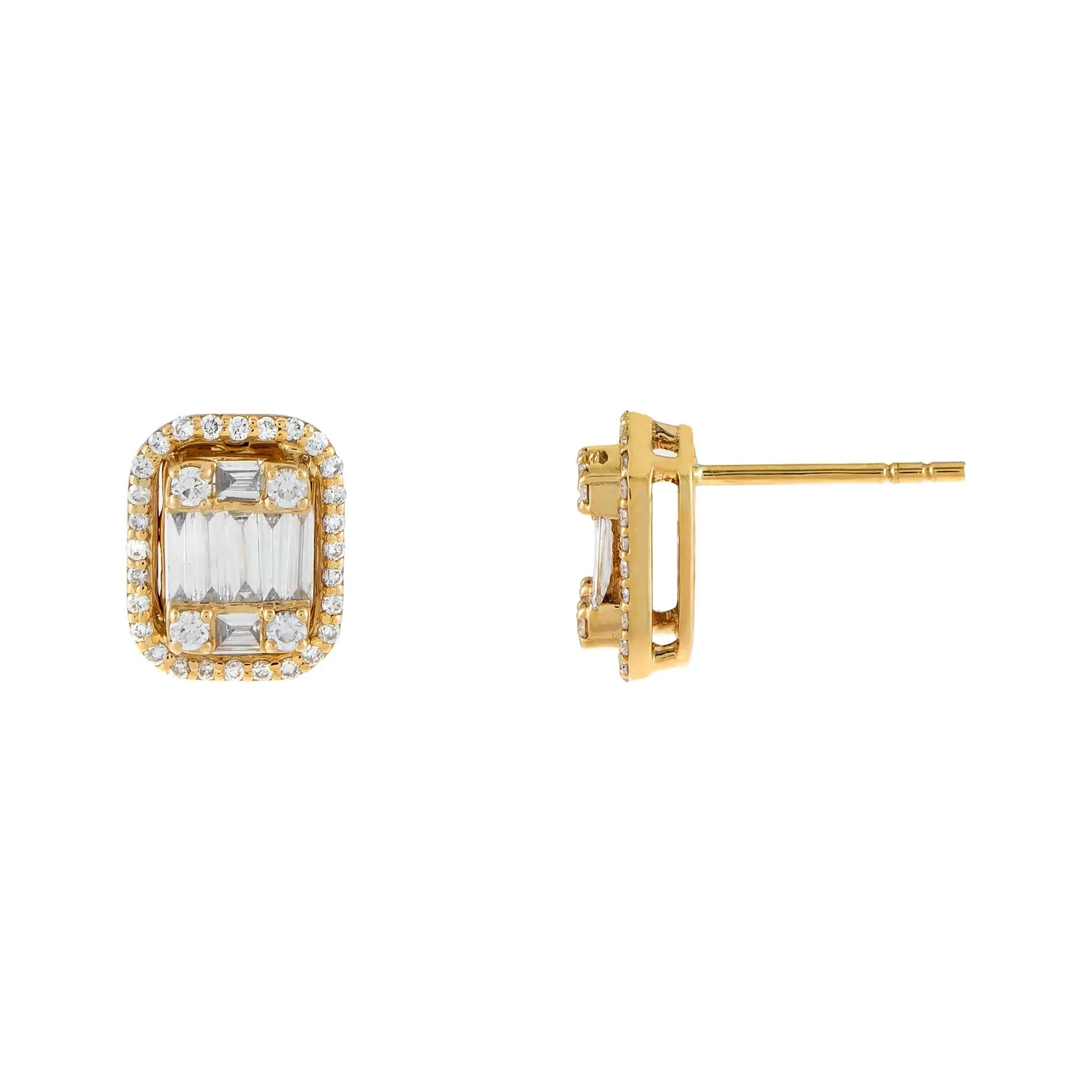 Diamond Illusion Baguette Stud Earring 14K sold by Adina Eden's product image thumbnail 2