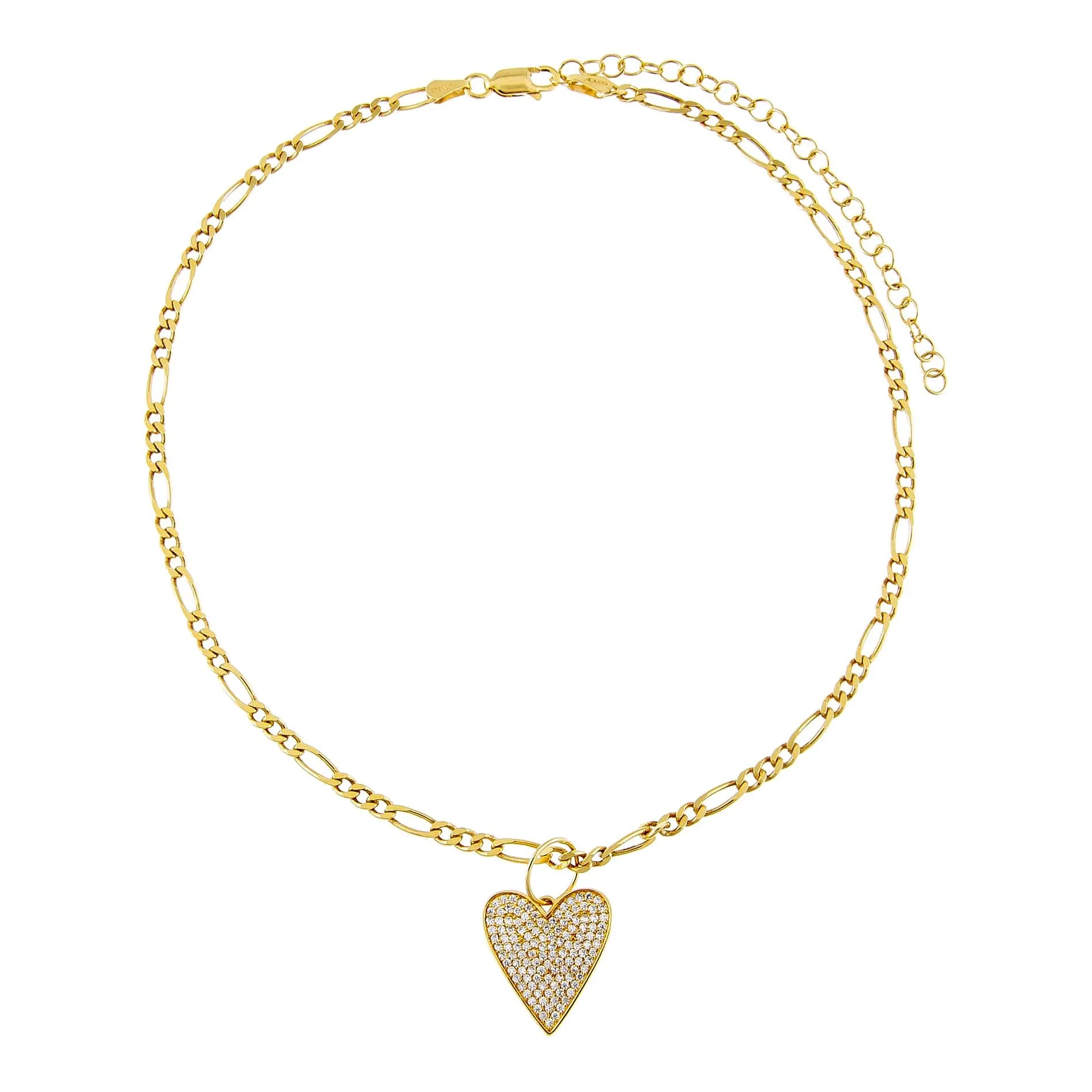 Pavé Heart Figaro Choker sold by Adina Eden's product image thumbnail 3