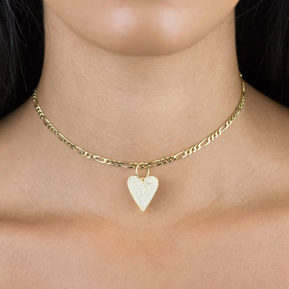 Pavé Heart Figaro Choker sold by Adina Eden's product image thumbnail 2