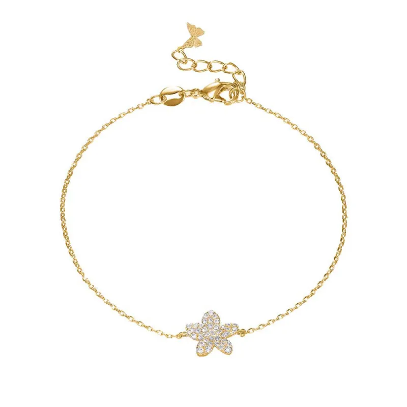 Pave Five Leaf Flower Pendant Bracelet sold by Adina Eden's