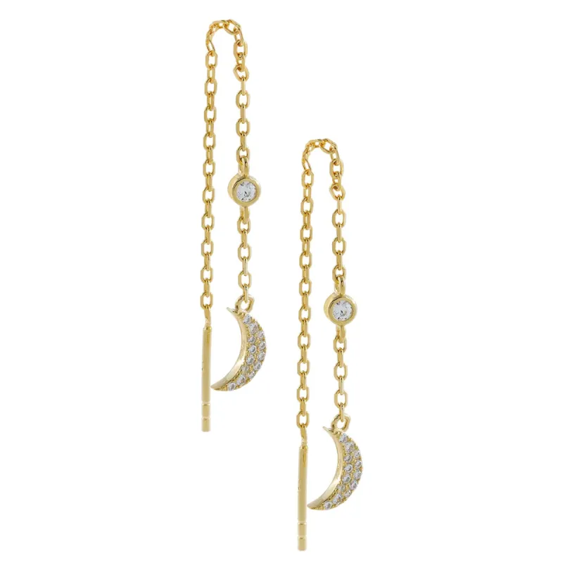 CZ Crescent Threader Drop Earring sold by Adina Eden's