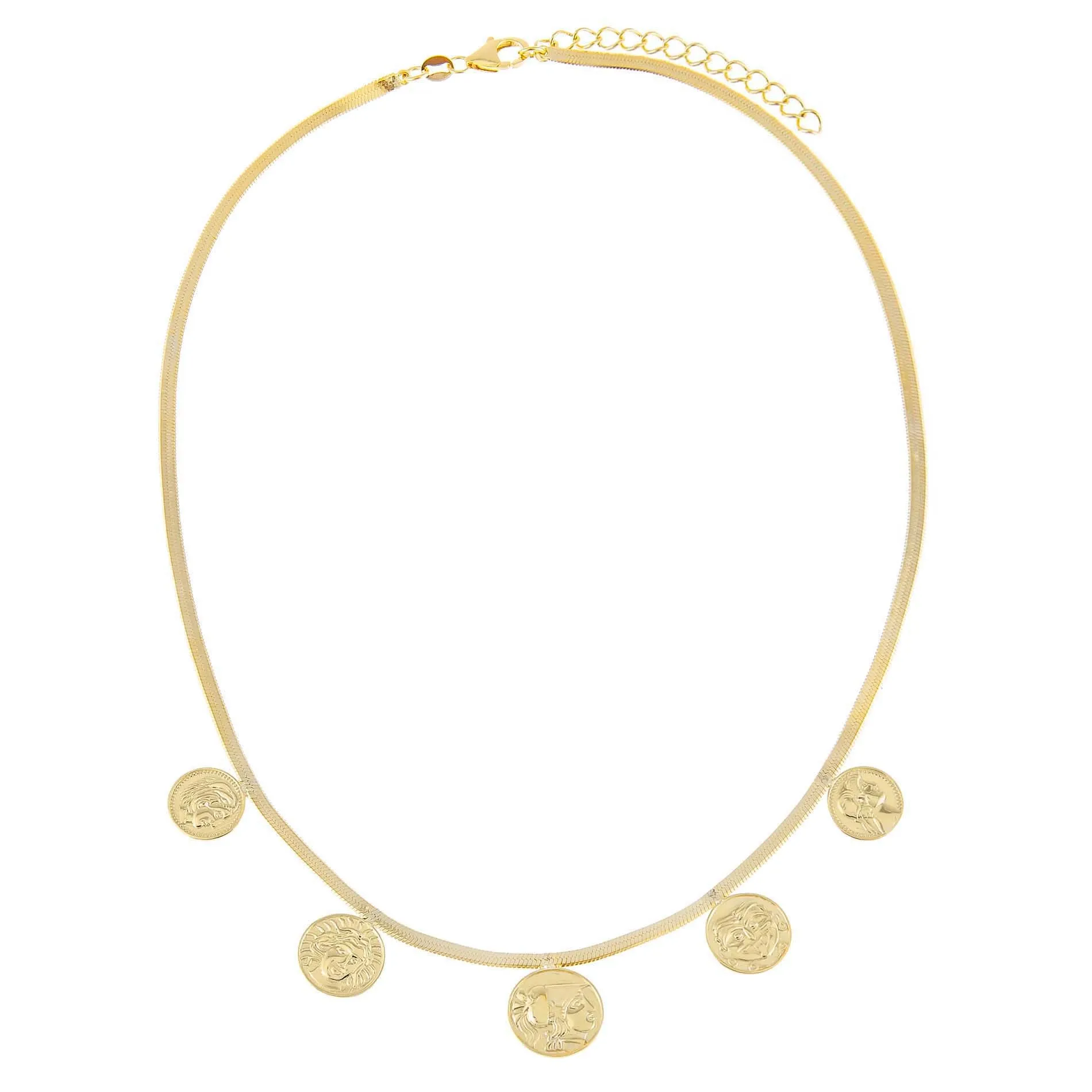 5 Coin Herringbone Necklace sold by Adina Eden's product image thumbnail 3