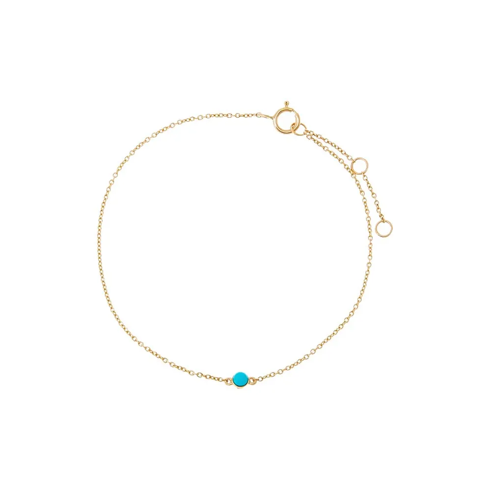 Turquoise Solitaire Chain Bracelet 14K sold by Adina Eden's
