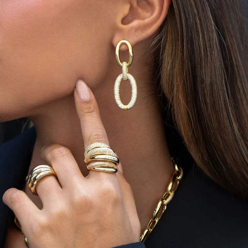 Solid/Pave Open Circle Drop Stud Earring sold by Adina Eden's product image thumbnail 5