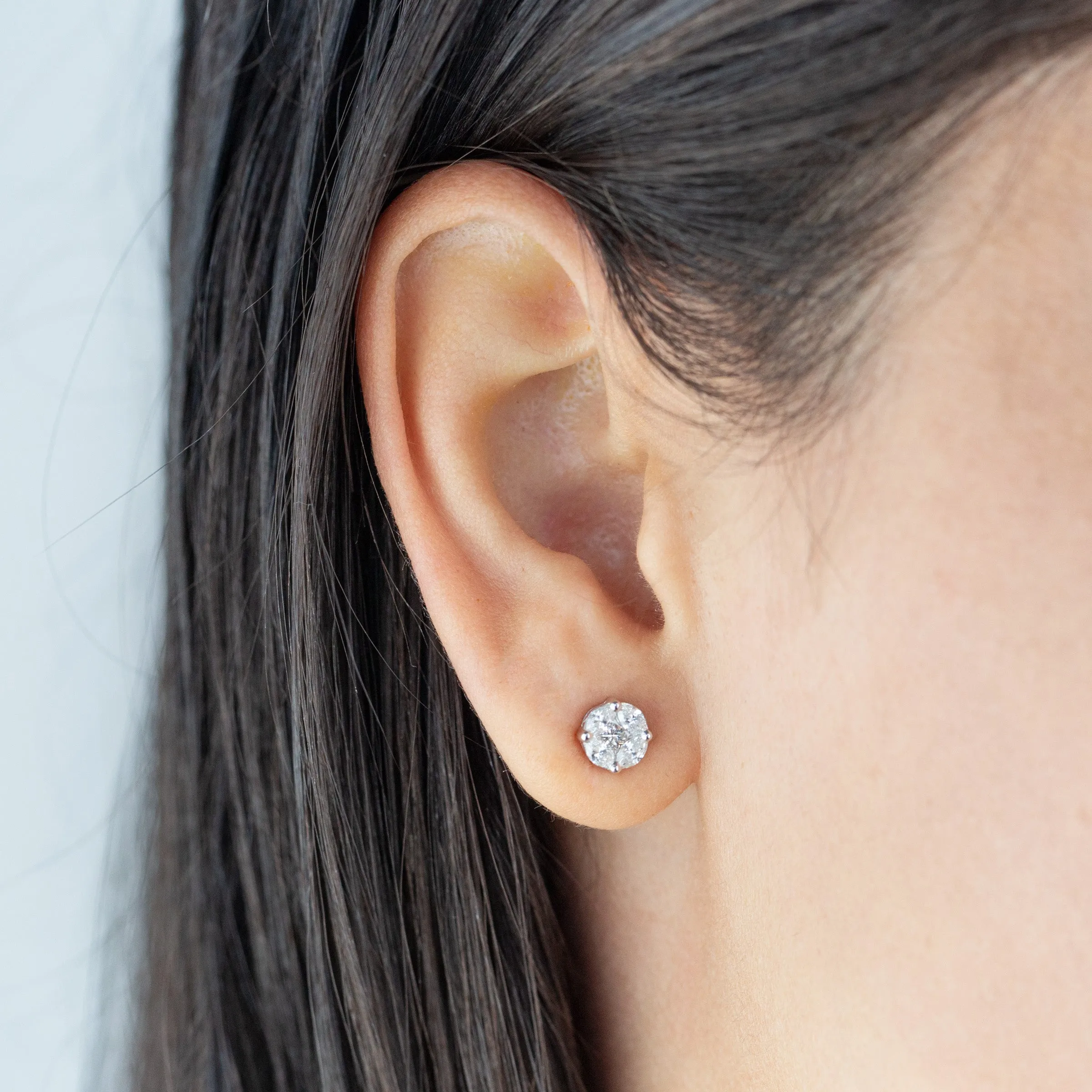 Diamond Round Illusion Stud Earring 14K sold by Adina Eden's product image thumbnail 2