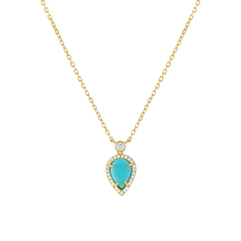 CZ Turquoise Teardrop Necklace sold by Adina Eden's