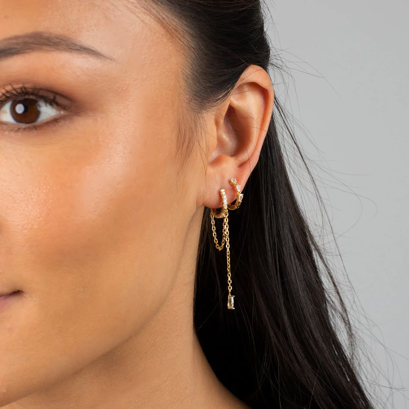 Colored Dangling Marquise Drop Chain Huggie Earring sold by Adina Eden's product image thumbnail 2