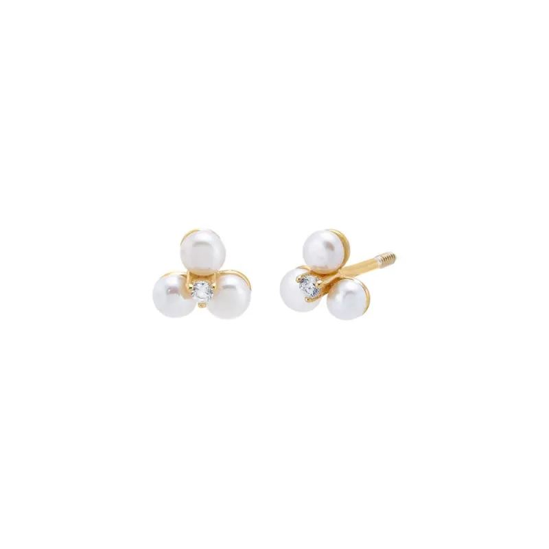 Pearl Trio Cluster Stud Earring sold by Adina Eden's