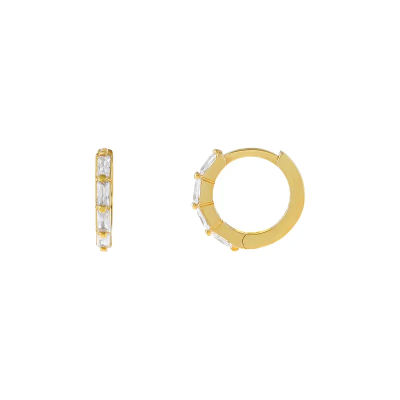 CZ Multi Baguette Huggie Earring sold by Adina Eden's