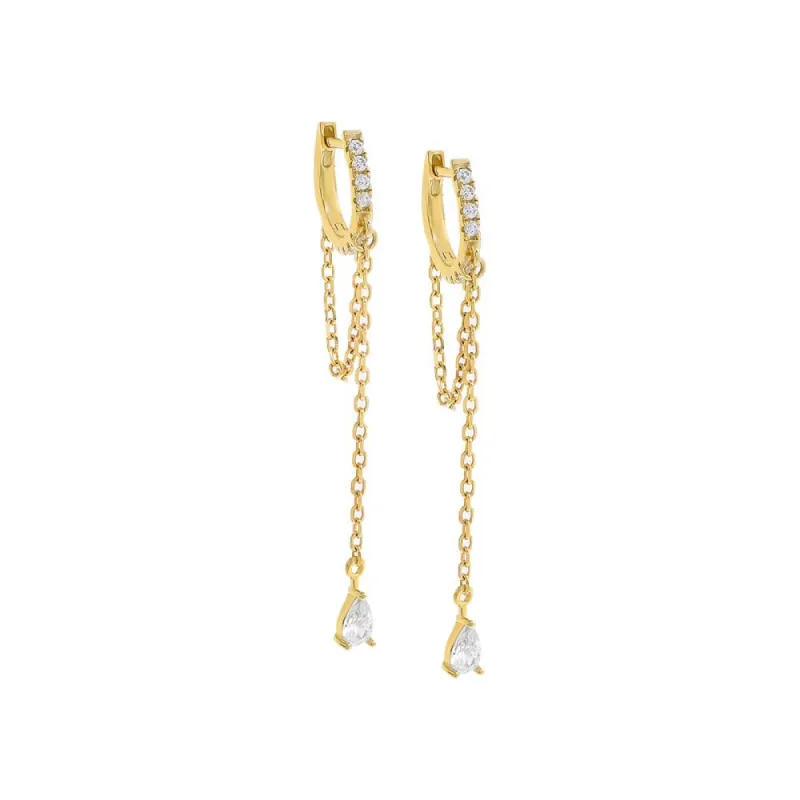 Colored Dangling Marquise Drop Chain Huggie Earring sold by Adina Eden's