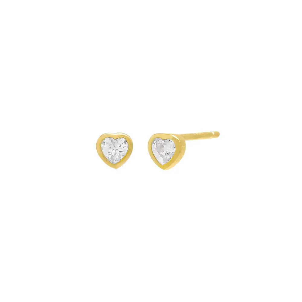 Heart Bezel Solitaire Stud Earring sold by Adina Eden's