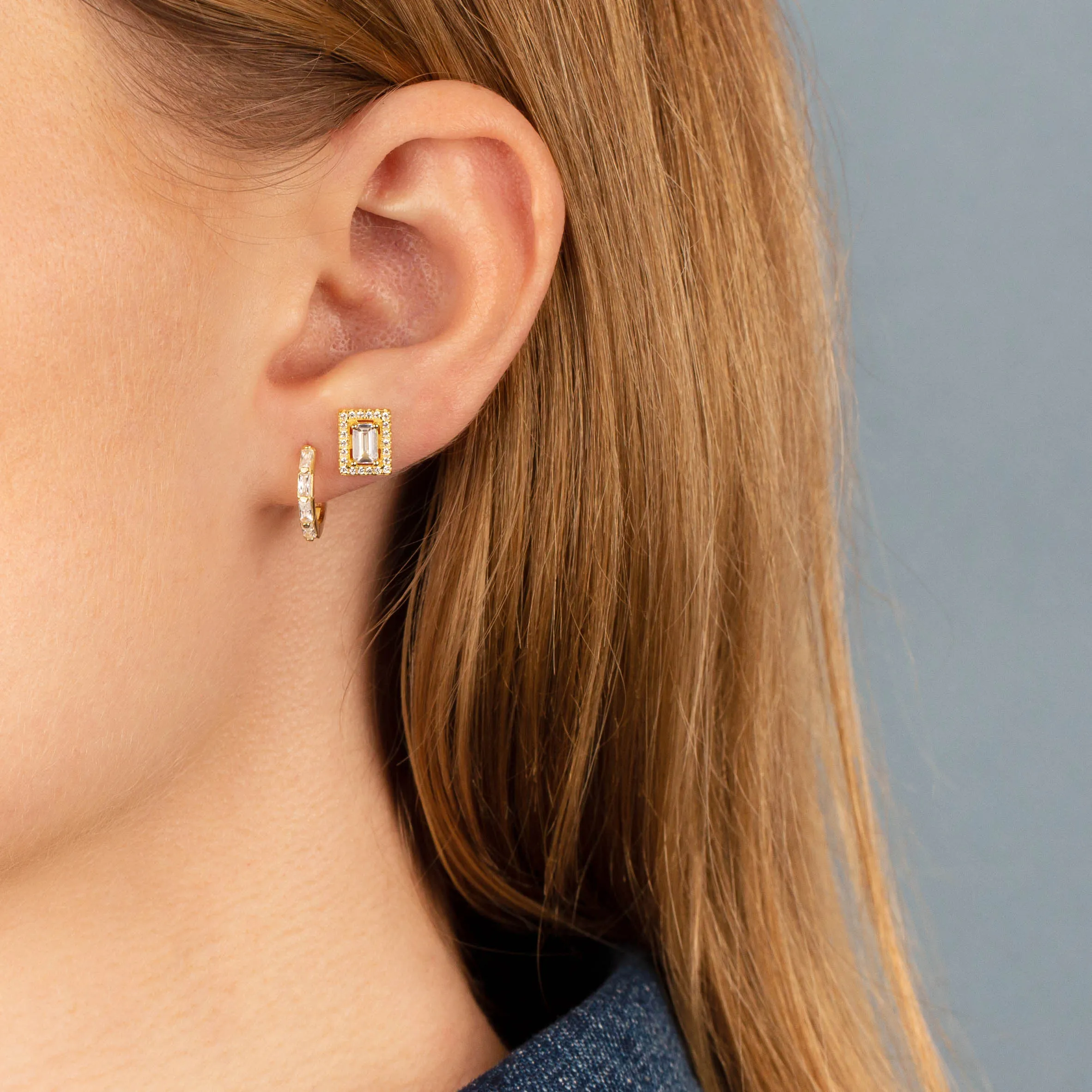 CZ Multi Baguette Huggie Earring sold by Adina Eden's product image thumbnail 2