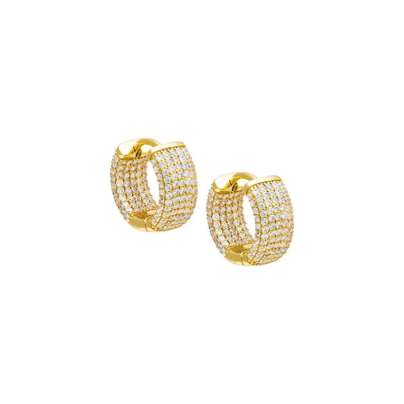 Tiny Wide Pavé Huggie Earring sold by Adina Eden's