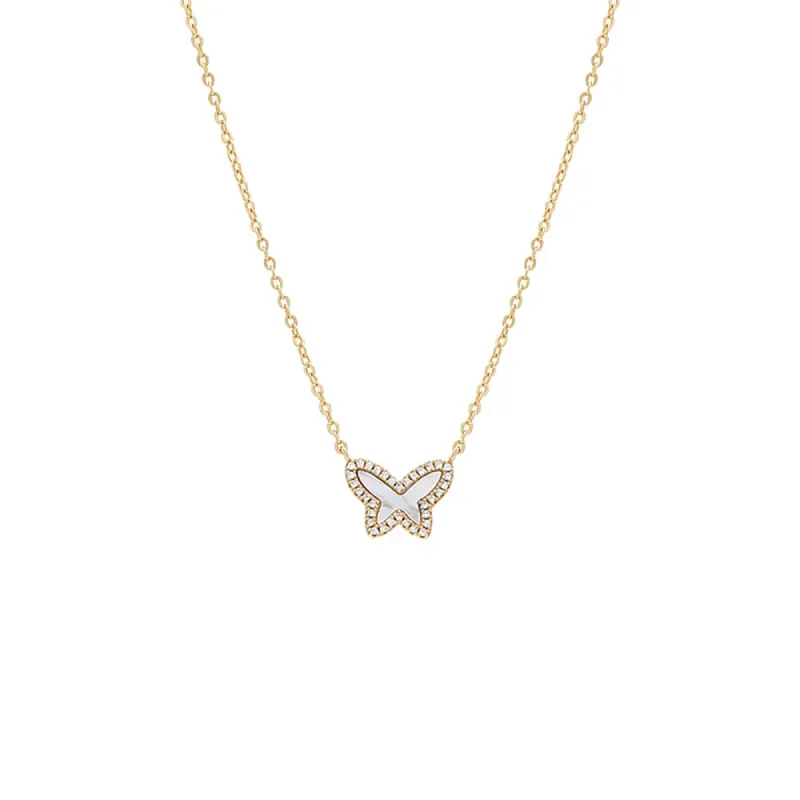 Pave Colored Stone Butterfly Necklace sold by Adina Eden's