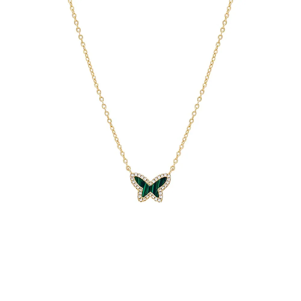 Pave Colored Stone Butterfly Necklace sold by Adina Eden's product image thumbnail 4