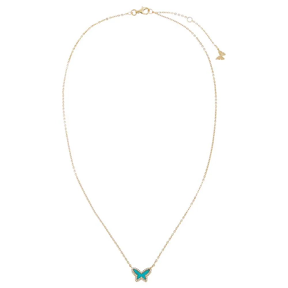 Pave Colored Stone Butterfly Necklace sold by Adina Eden's product image thumbnail 5