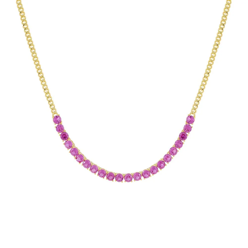 Colored CZ Half Tennis Link Necklace sold by Adina Eden's product image thumbnail 4