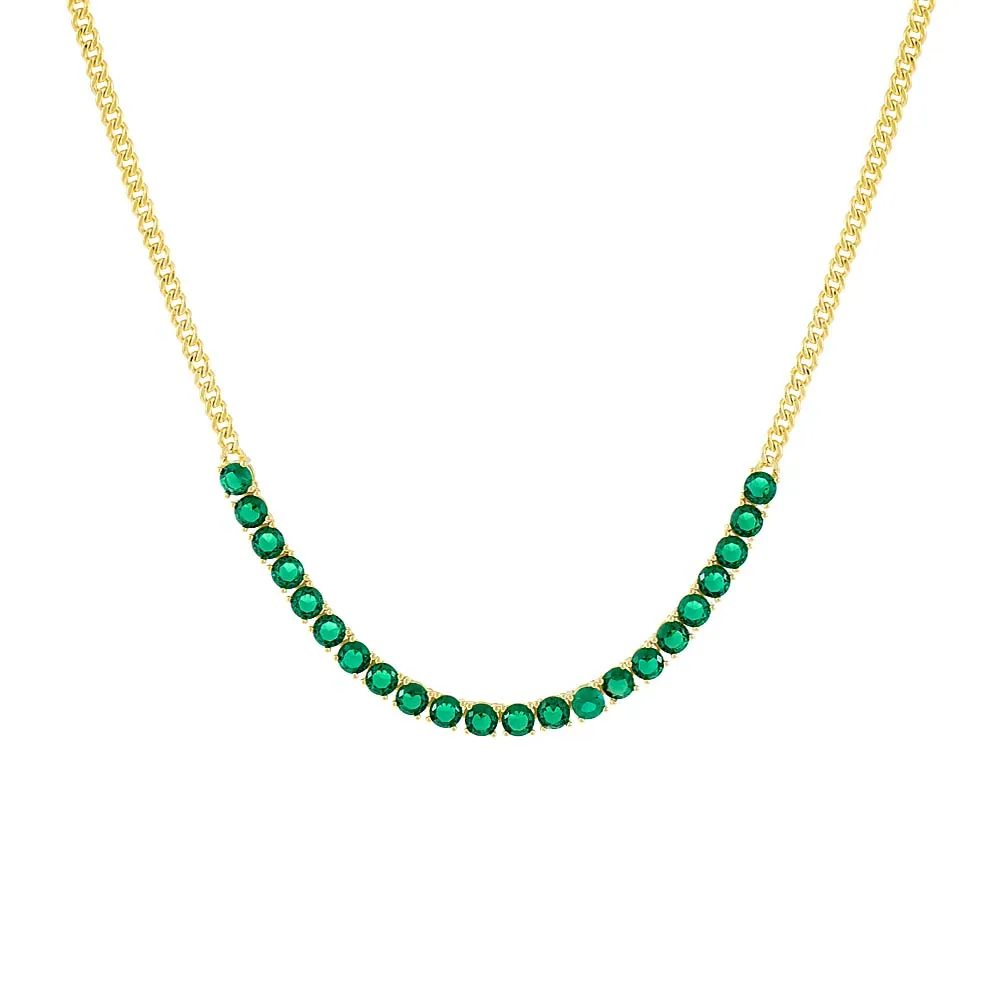 Colored CZ Half Tennis Link Necklace sold by Adina Eden's product image thumbnail 5