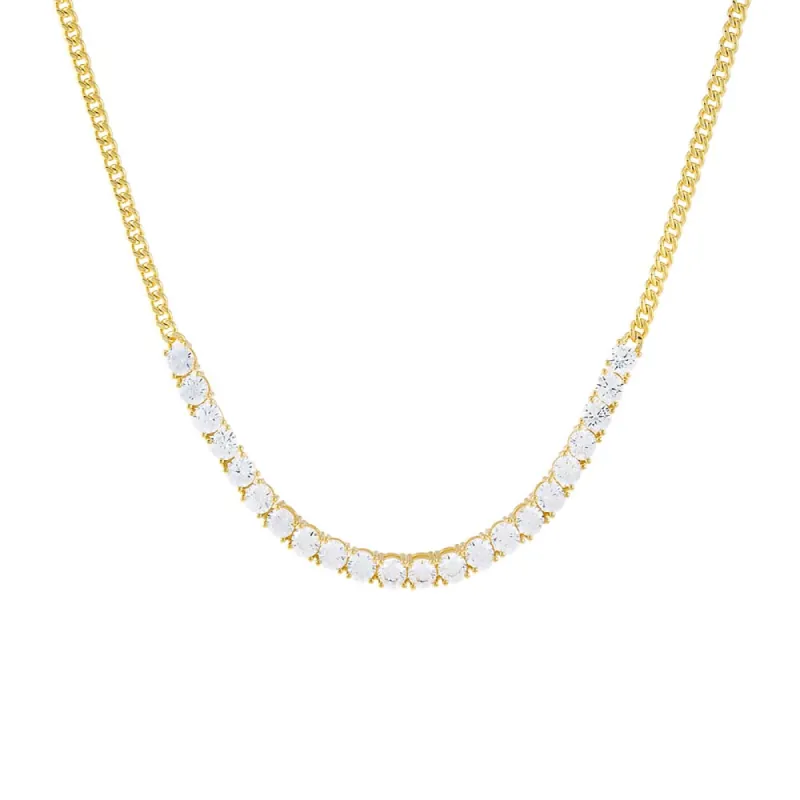 Colored CZ Half Tennis Link Necklace sold by Adina Eden's