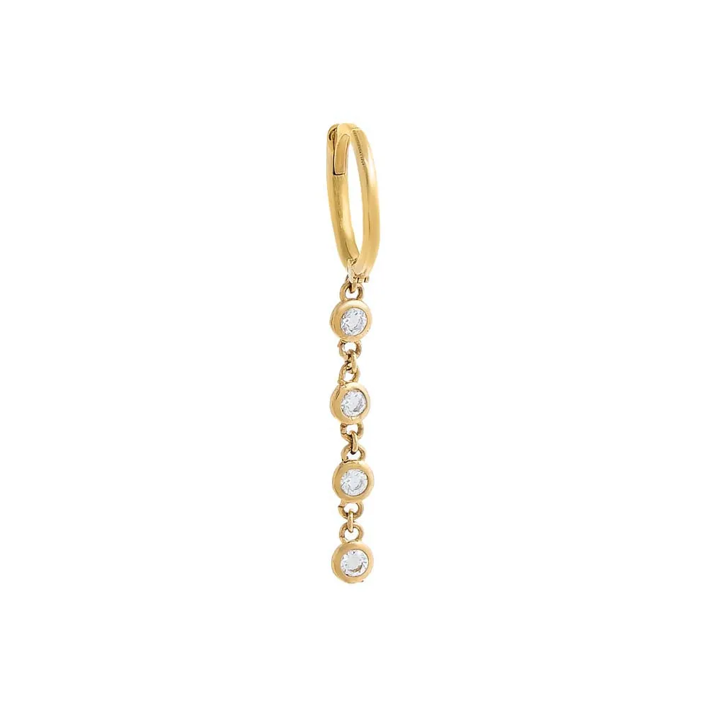 Bezel Station Drop Chain Huggie Earring 14K sold by Adina Eden's product image thumbnail 3