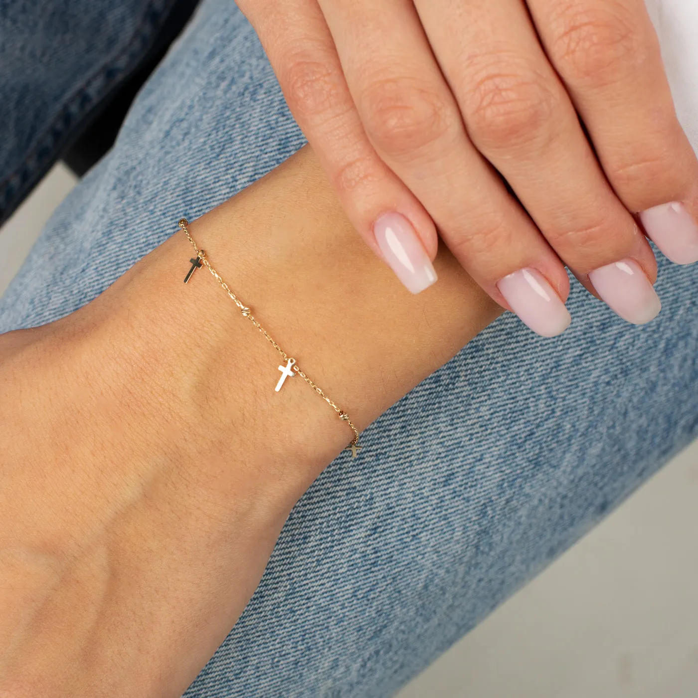 Dangling Cross Charms Bracelet 14K sold by Adina Eden's product image thumbnail 2