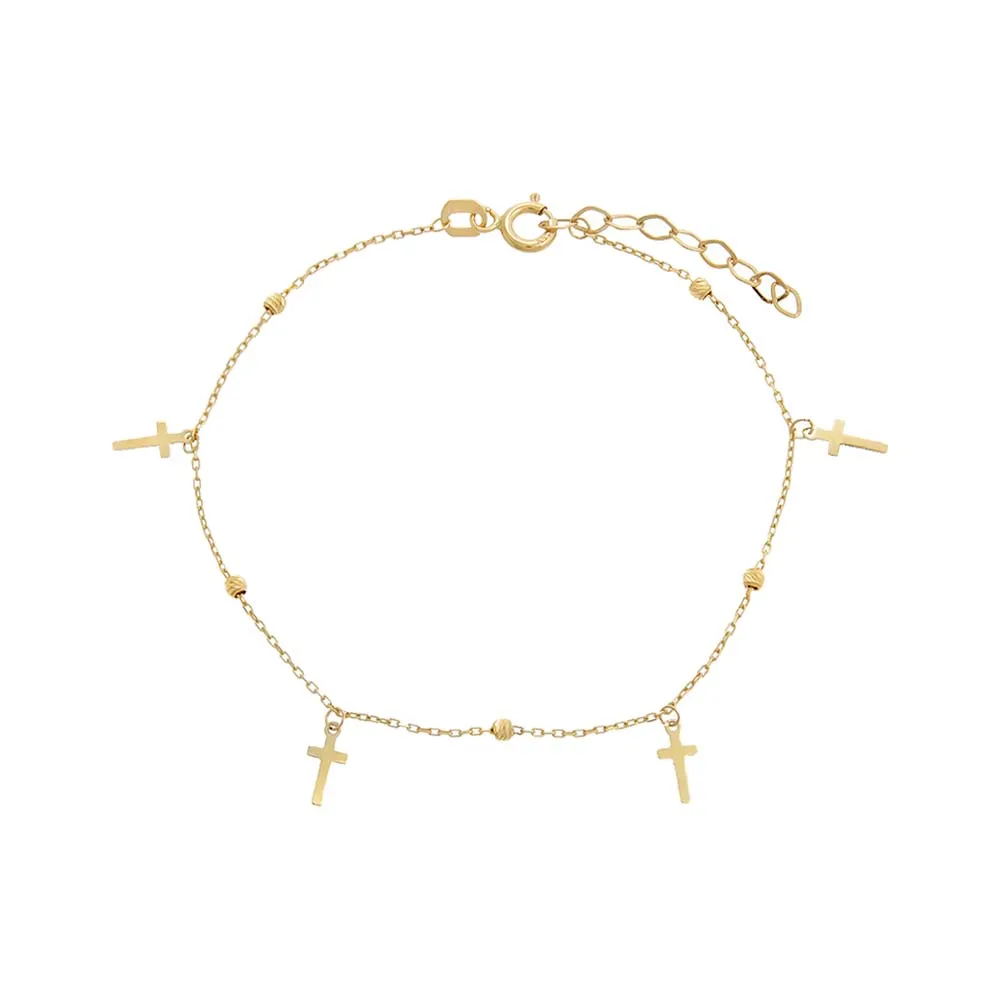 Dangling Cross Charms Bracelet 14K sold by Adina Eden's