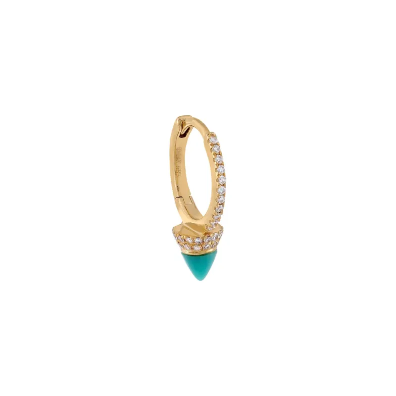 Pavé Diamond Turquoise Spike Huggie Earring 14K sold by Adina Eden's