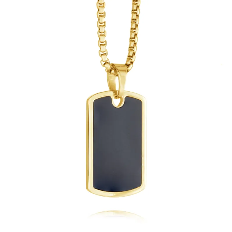 Gold Steel Black Matte Center Dogtag Necklace sold by Adina Eden's