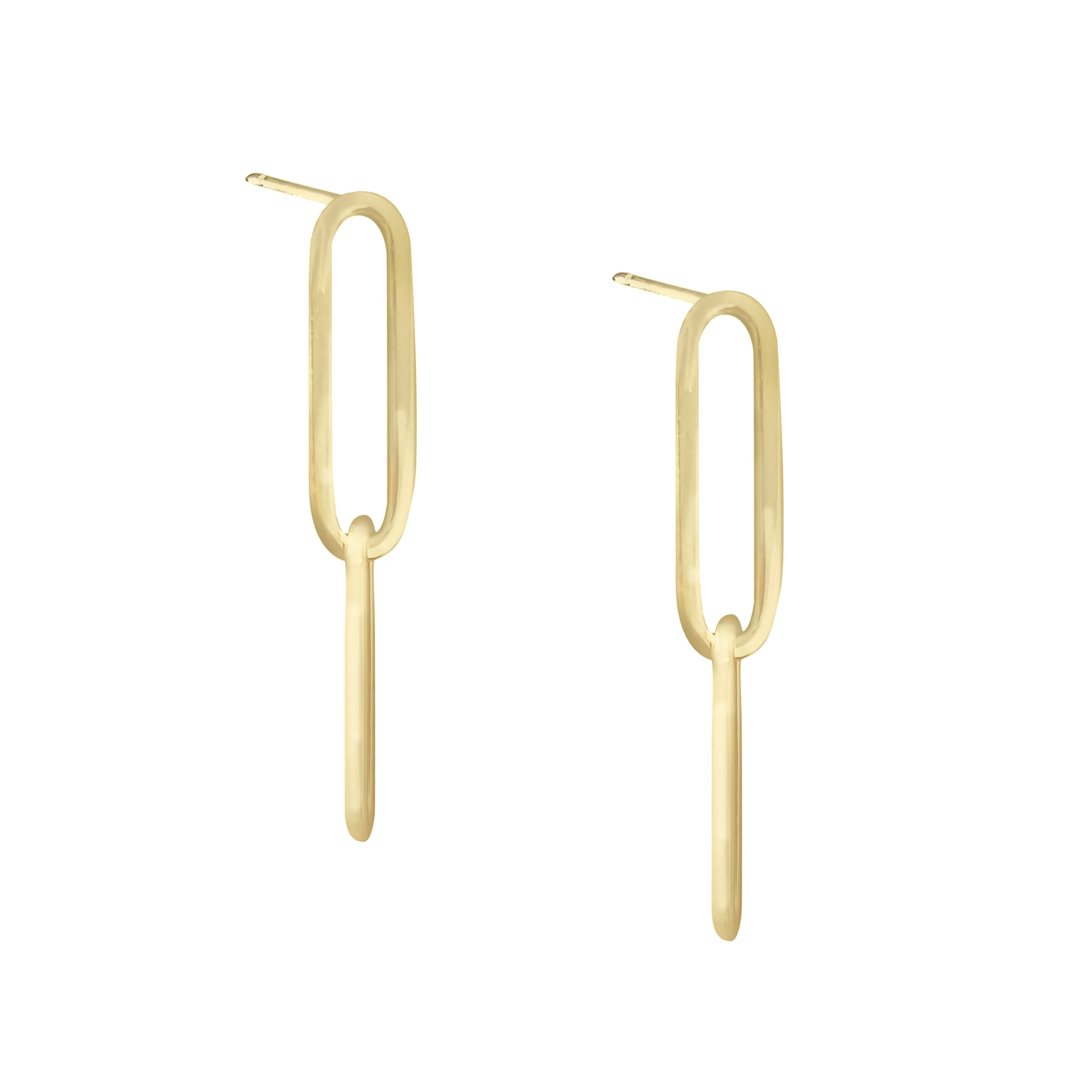 Paperclip Drop Stud Earring 14K sold by Adina Eden's
