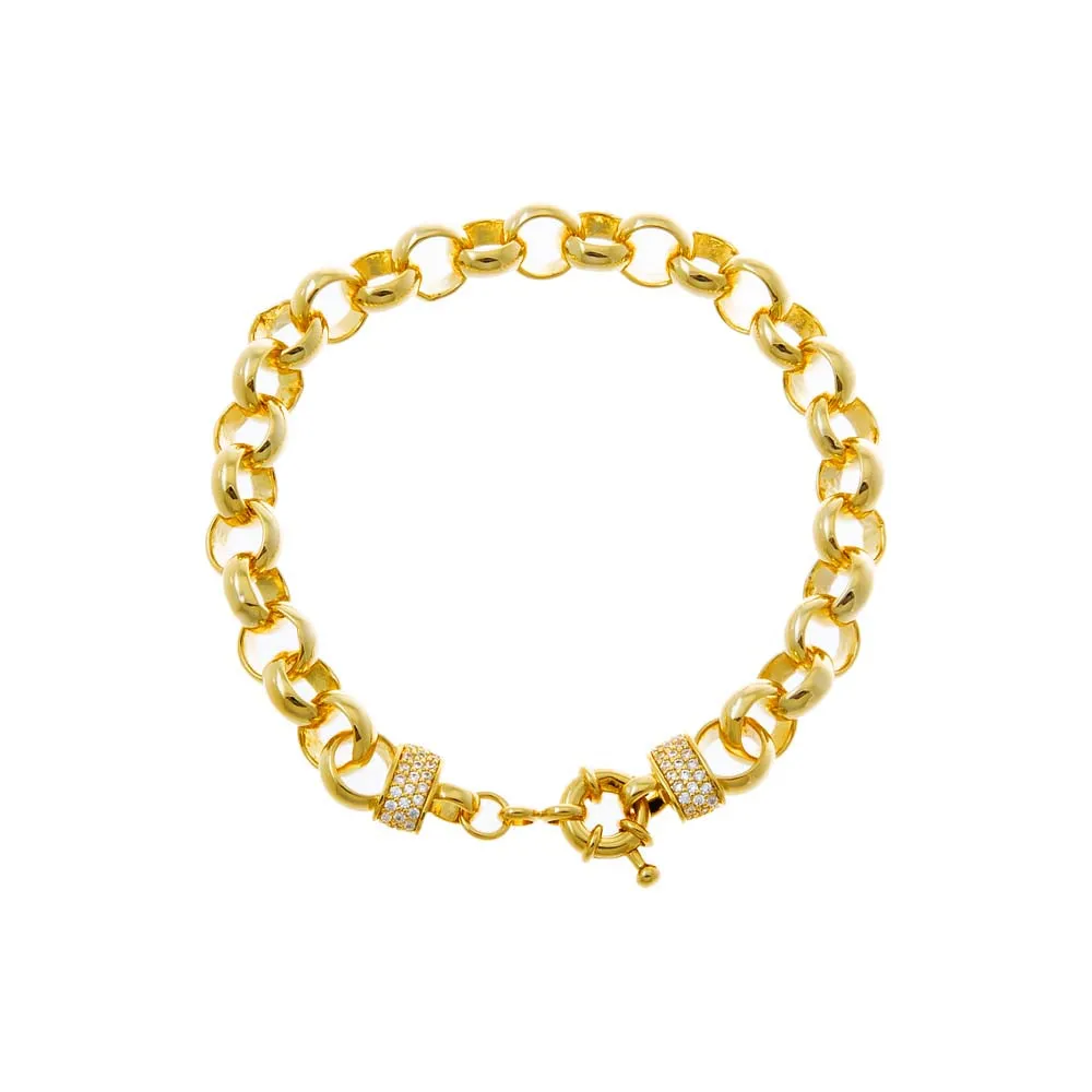 Solid/Pave Rounded Toggle Link Bracelet sold by Adina Eden's