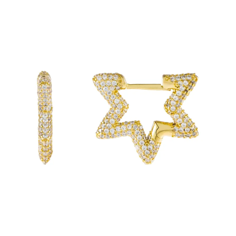 Pavé Mini Starburst Huggie Earring sold by Adina Eden's