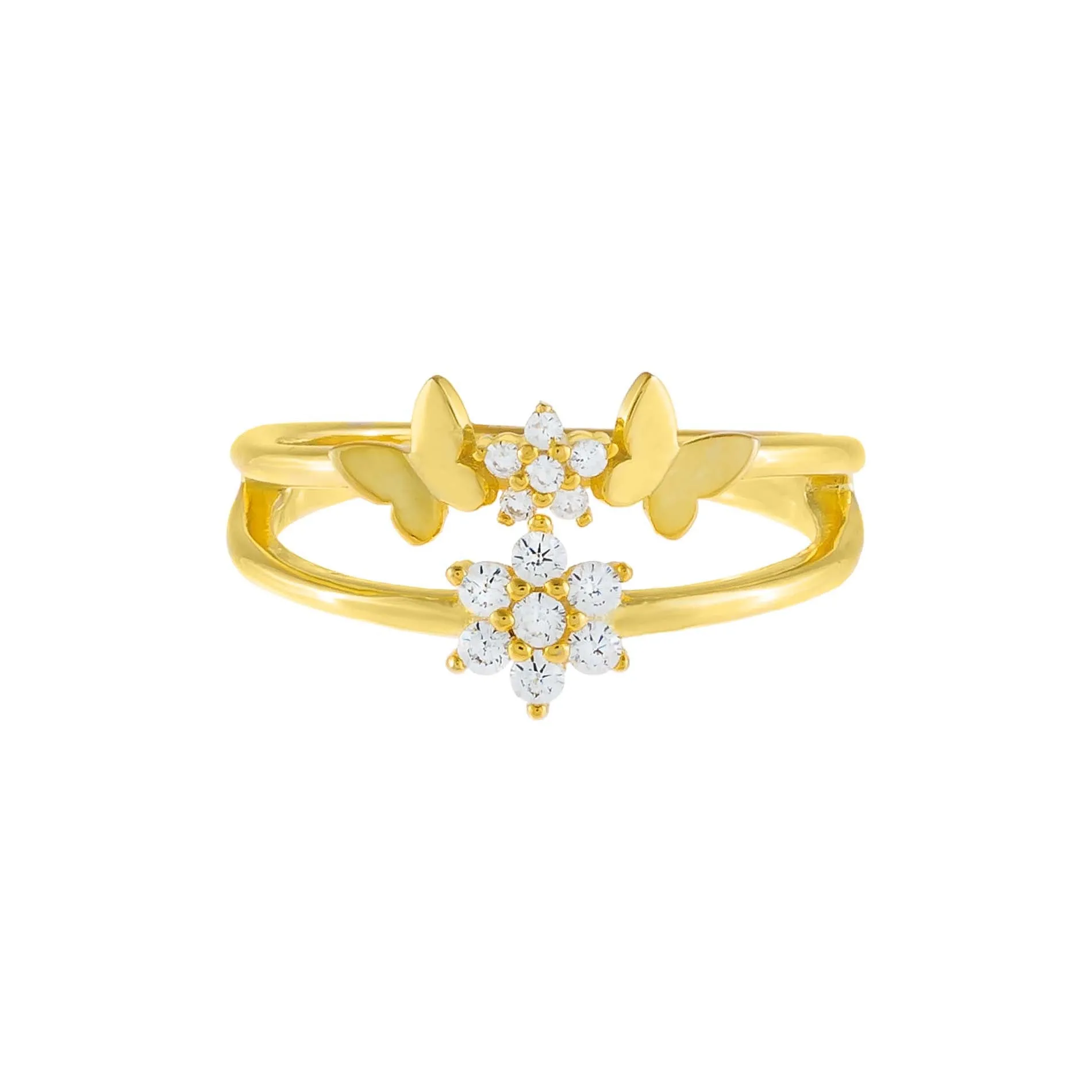 CZ Flower X Solid Butterfly Ring sold by Adina Eden's product image thumbnail 3