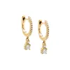 Diamond Dangling Solitaire Huggie Earring 14K sold by Adina Eden's