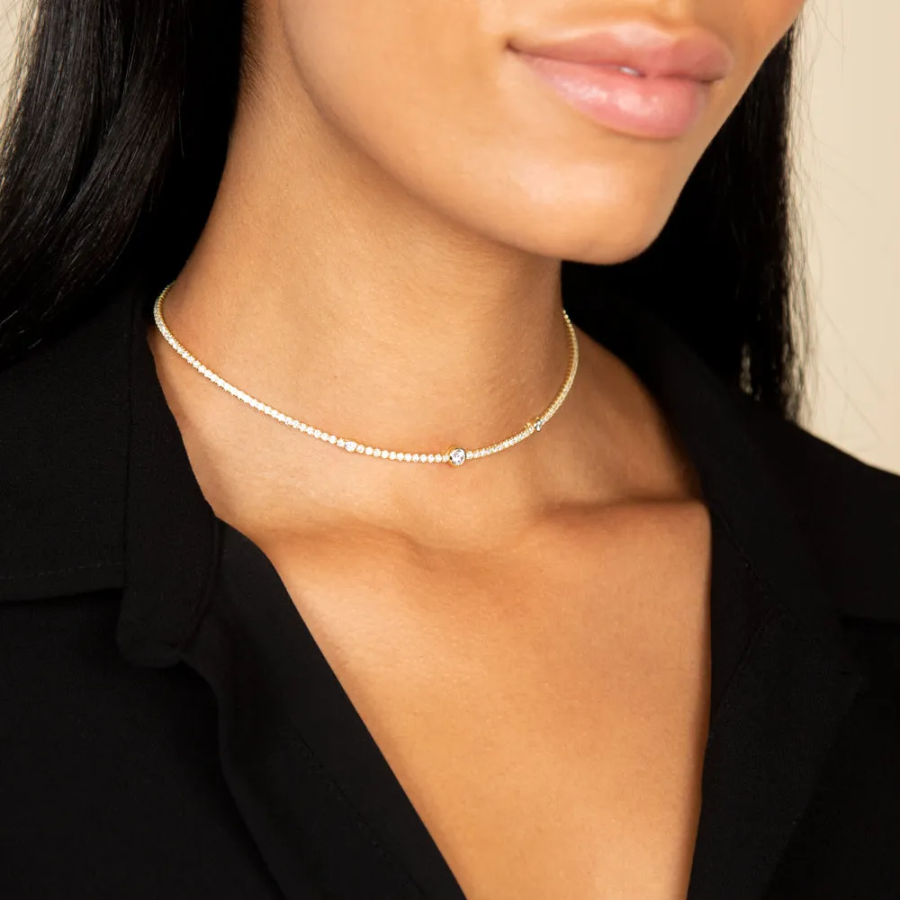 Graduated Solitaire Bezel Thin Tennis Choker sold by Adina Eden's product image thumbnail 2