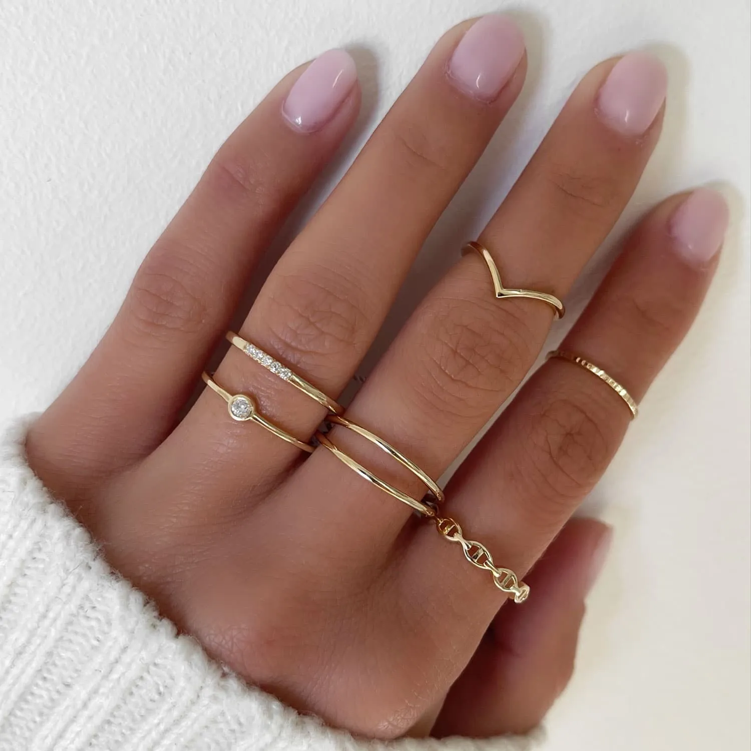 Open Double Row Ring 14K sold by Adina Eden's product image thumbnail 3