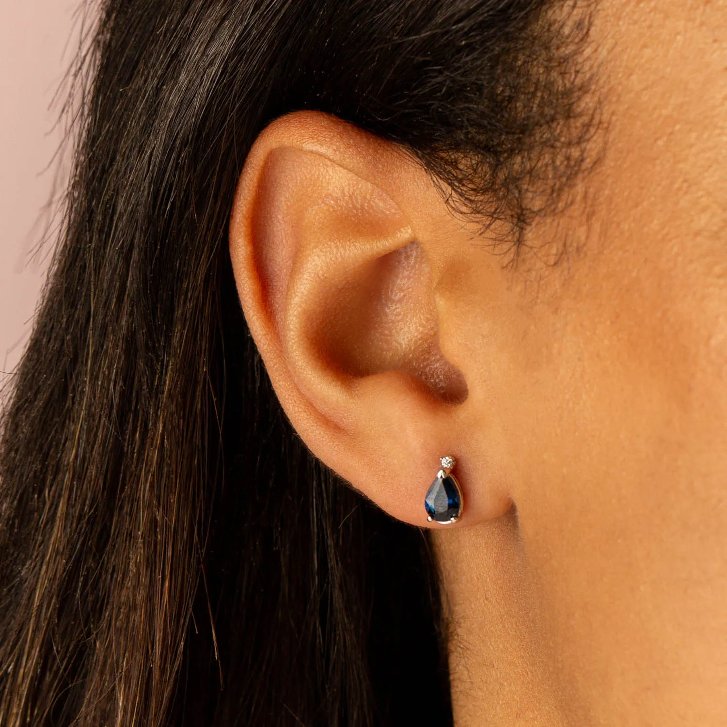 Sapphire Teardrop Stud Earring 14K sold by Adina Eden's product image thumbnail 2