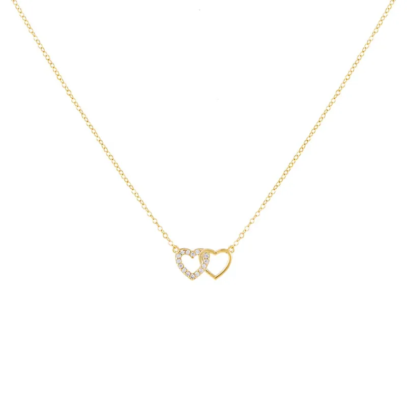 Pavé X Solid Interlocking Heart Necklace sold by Adina Eden's