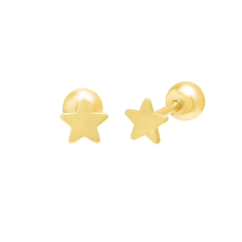 Solid Star Threaded Ball Stud Earring sold by Adina Eden's