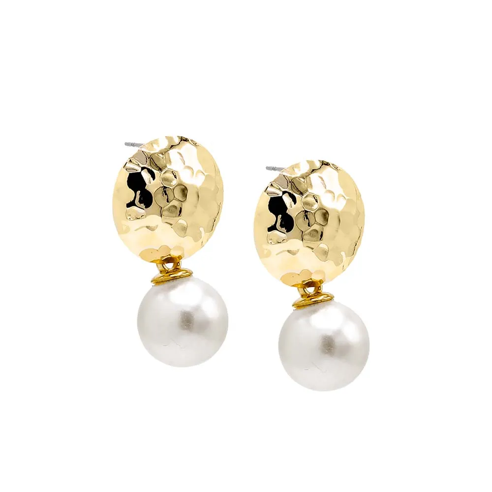 Textured Rounded Drop Pearl Stud Earring sold by Adina Eden's