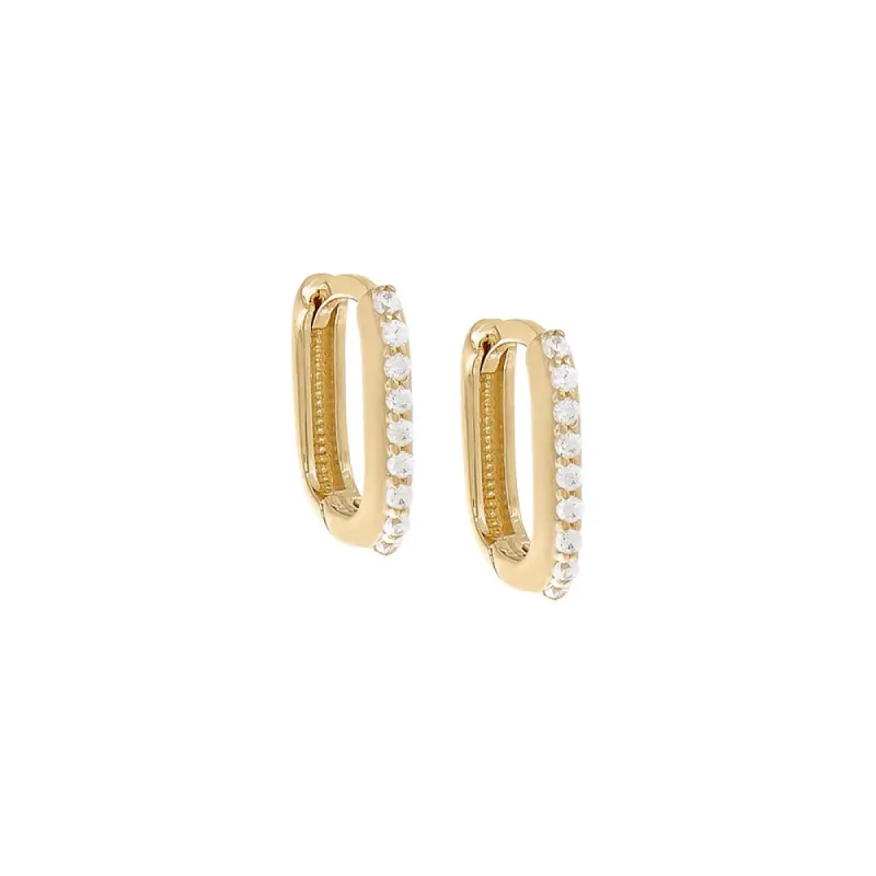 Thin Pave Paperclip Huggie 
Earring 14K sold by Adina Eden's