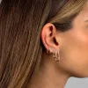 Thin Pave Paperclip Huggie 
Earring 14K sold by Adina Eden's