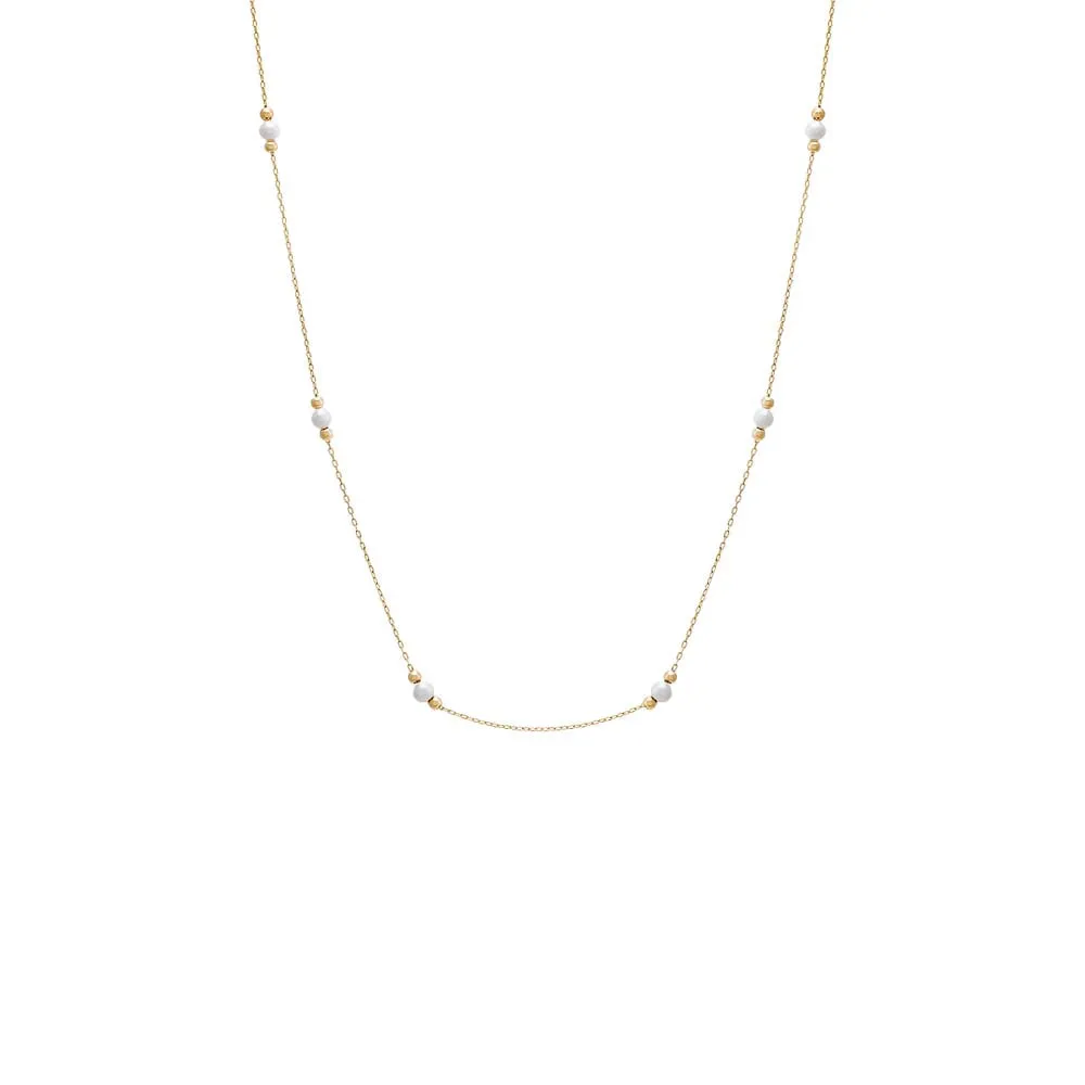 Pearl Embedded Chain Necklace 14K sold by Adina Eden's
