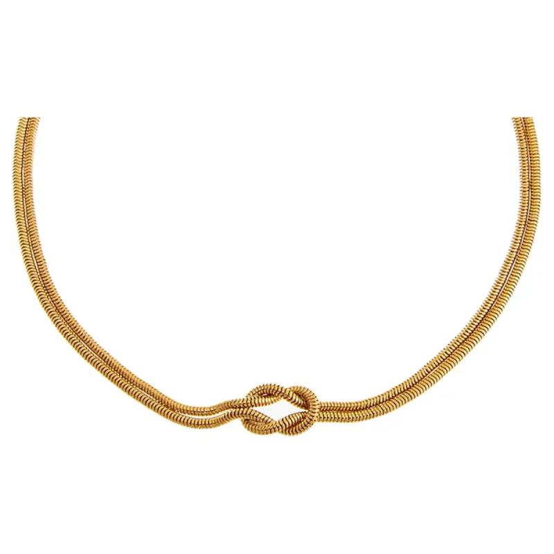 Double Snake Chain Knotted Choker Necklace sold by Adina Eden's