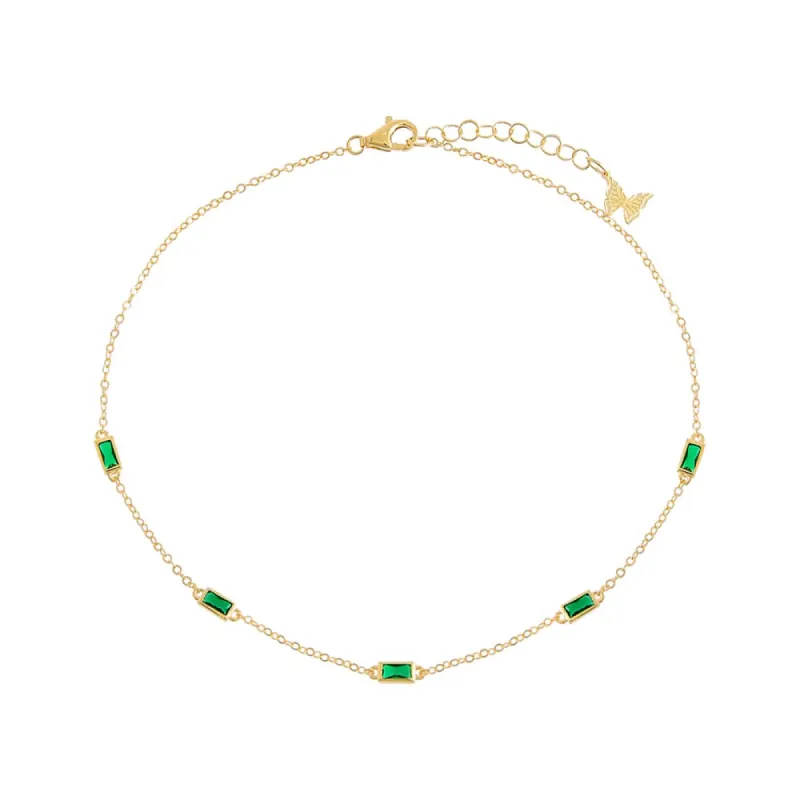 Emerald Baguette Anklet sold by Adina Eden's