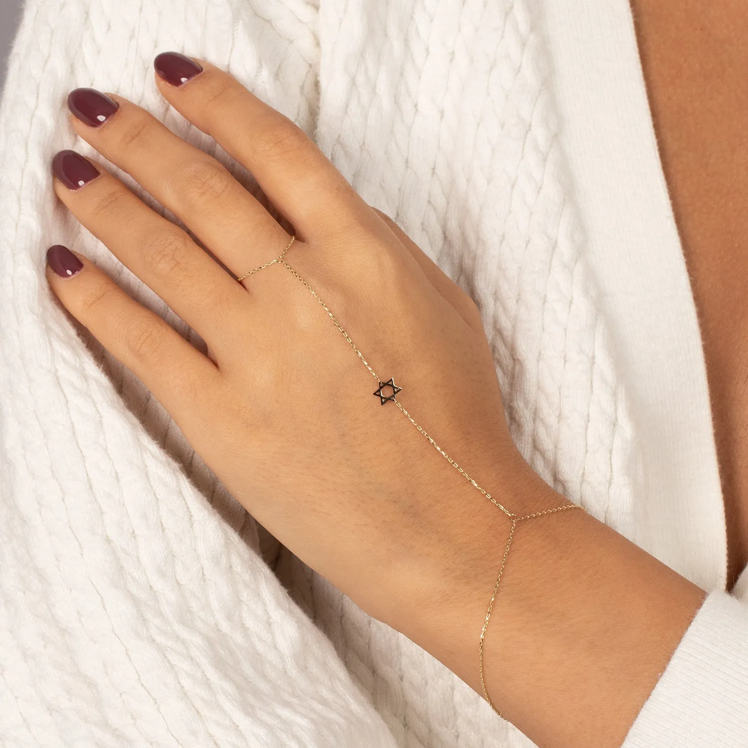 Solid Star of David Hand Chain 14K sold by Adina Eden's product image thumbnail 2