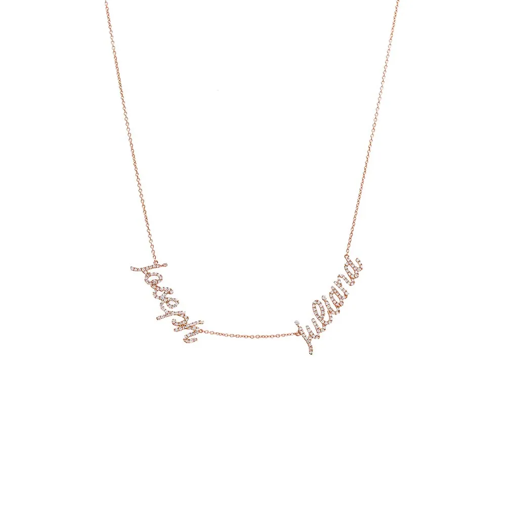 Diamond Pave Script Double Name Necklace 14K sold by Adina Eden's product image thumbnail 4