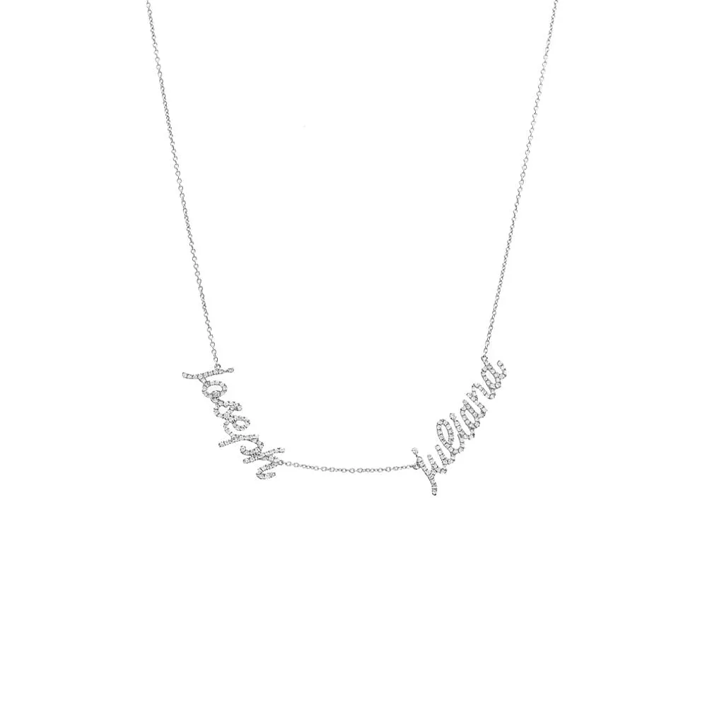 Diamond Pave Script Double Name Necklace 14K sold by Adina Eden's product image thumbnail 3