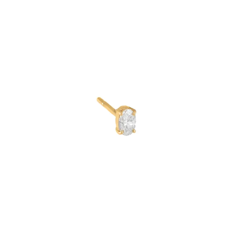 Diamond Tiny Oval Stud Earring 14K sold by Adina Eden's