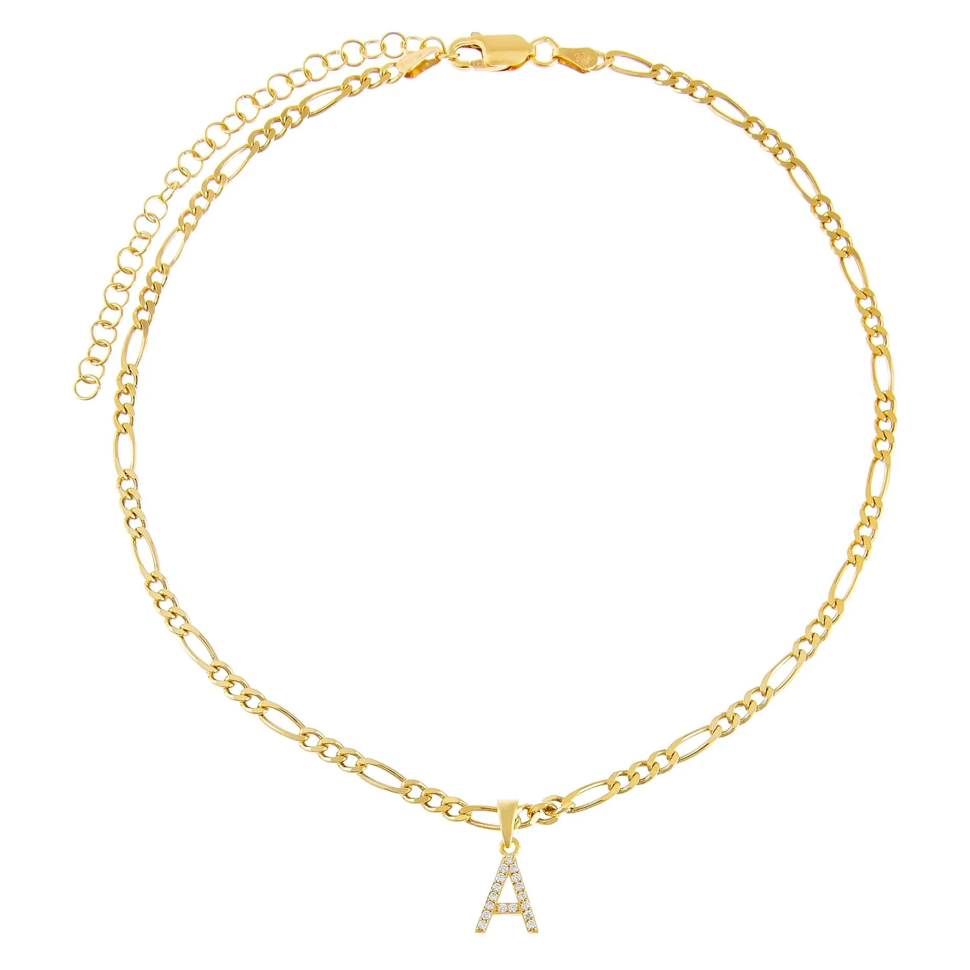 Pavé Uppercase Initial Figaro Choker sold by Adina Eden's product image thumbnail 2